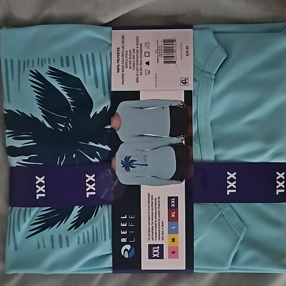 NWT Reel Life  long sleeve UPF shirt XXL Aruba Blue